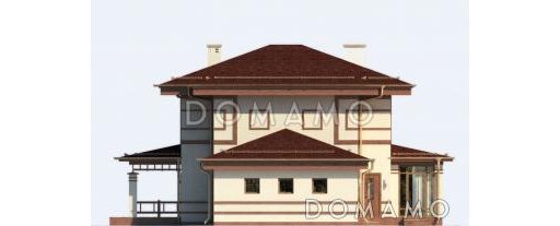 Проект двухэтажного дома из пеноблоков с гаражом для двух автомобилей / Фасад 2