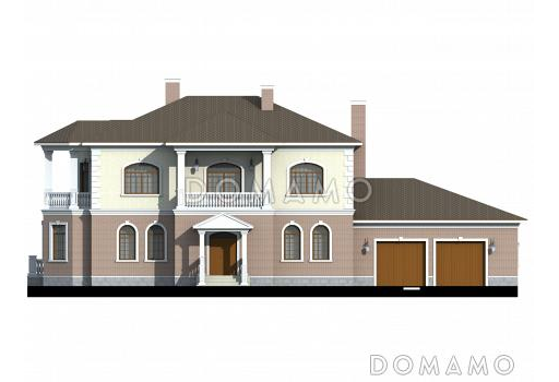 Проект солидного двухэтажного коттеджа с гаражом / Фасад 1