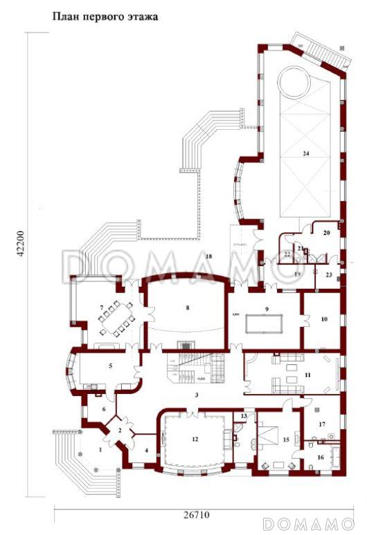 Проект дома из кирпича / План 1 этажа