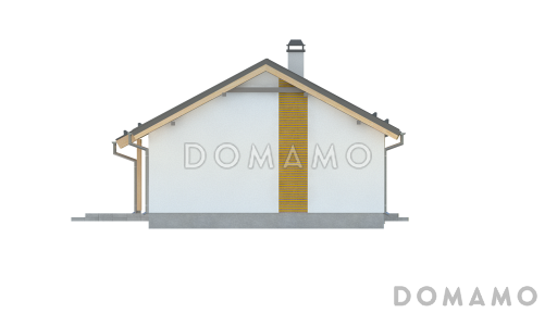 Проект компактного одноэтажного дома небольшой площади из газобетона с двумя спальнями  / Фасад 1