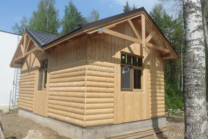 Проект каркасной бани с гостевой комнатой и обшивкой блок-хаусом