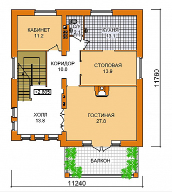 Проект трехэтажного дома с гаражом на две машины, сауной и камином / План 2 этажа
