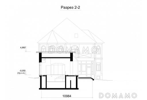 Одноэтажный пристроенный бассейн для круглогодичного использования  / Разрез 2