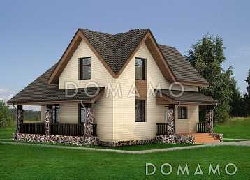 Проект частного дома в европейском стиле, с двумя террасами, мансардными окнами, простой функциональной планировкой