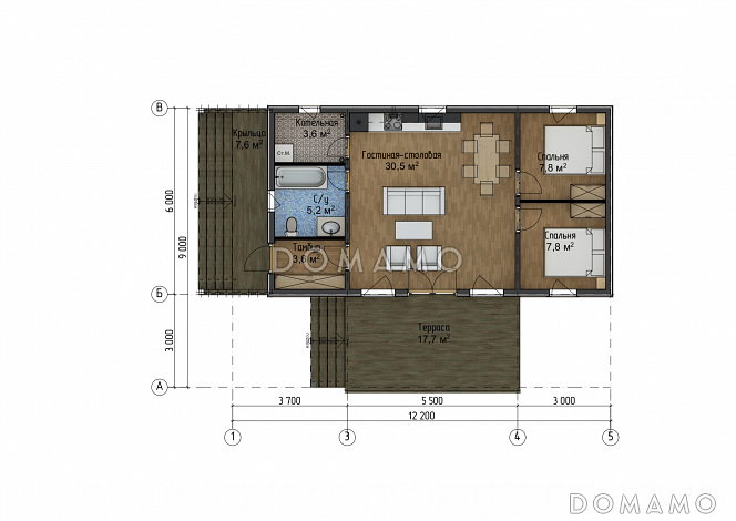 Каркасный дом "Муссон" / План 1 этажа