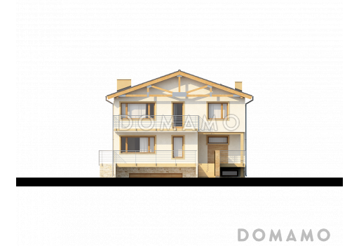 Проект большого двухэтажного дома из газобетона с цокольным этажом и подземным гаражом / Фасад 1