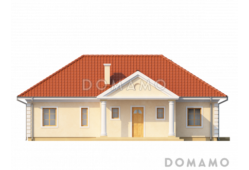 Проект одноэтажного дома из газобетона со свободной планировкой на мансардном этаже / Фасад 1