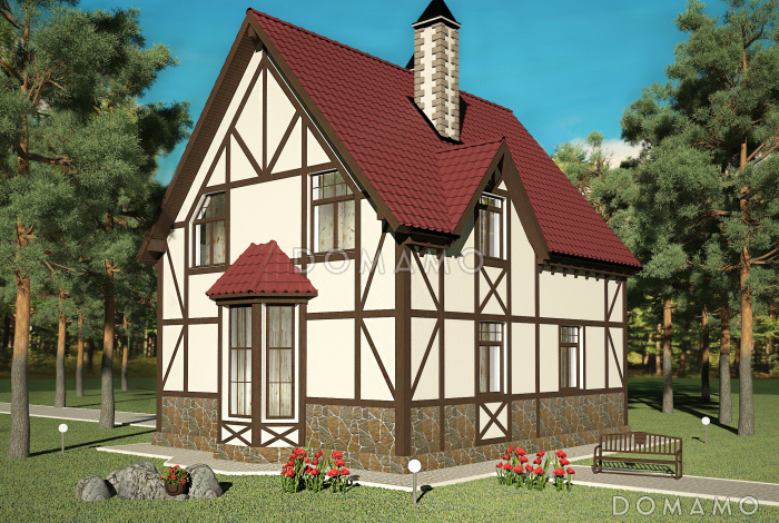 Проект практичного коттеджа в стиле фахверк