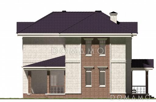 Проект углового коттеджа из СИП панелей с большой террасой / Фасад 1