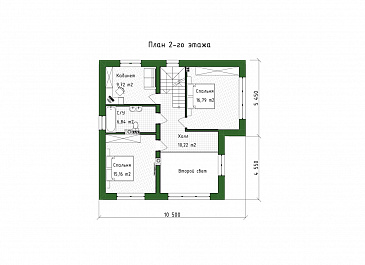 Проект двухэтажного дома из газобетона с окнами в пол и вторым светом / План 2 этажа