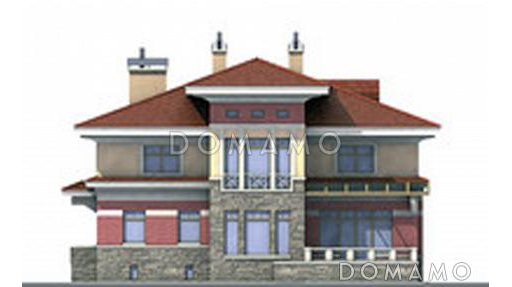 Проект двухэтажного коттеджа с террасой / Фасад 2