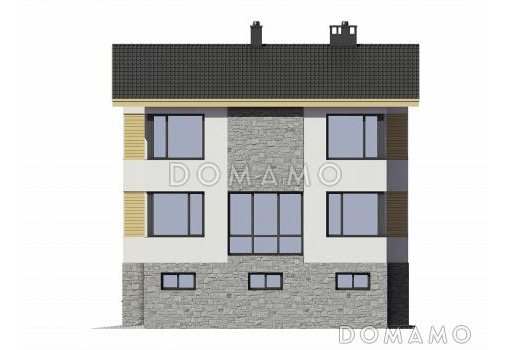 Проект трехэтажного газобетонного дома с двойным гаражом / Фасад 1