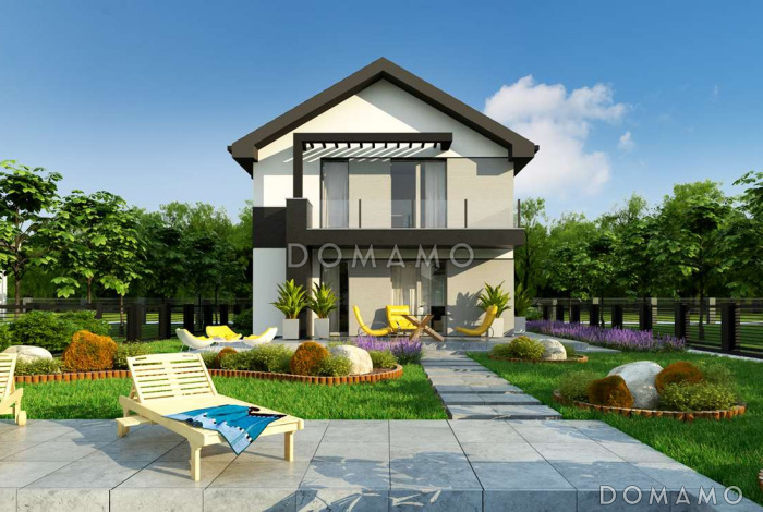 Проект компактного двухэтажного дома из кирпича современного дизайна