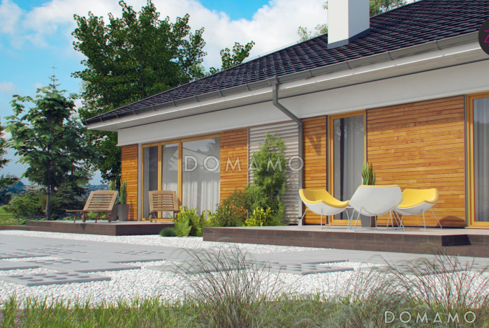 Проект одноэтажного дома из газобетона с кабинетом, двумя спальнями оснащёнными санузлами и гаражом на два автомобиля