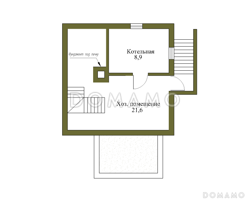Проект бани с мансардой и подвалом / План цокольного этажа