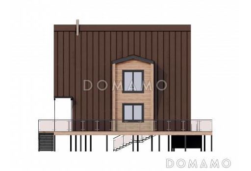 Дом A-frame с обходной террасой и бассейном / Фасад 1