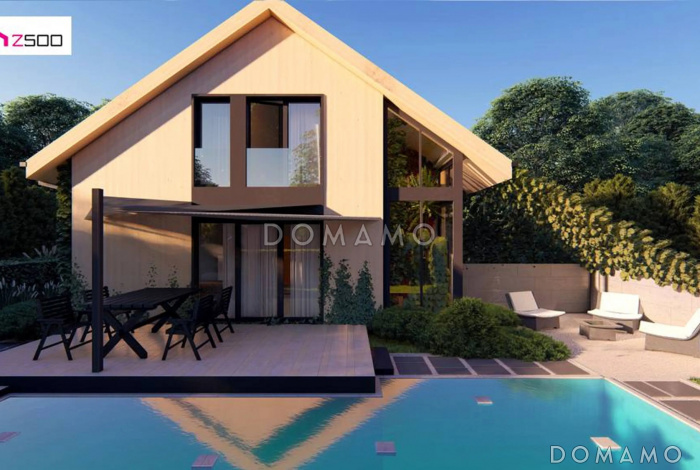 Проект мансардного дома с панорамными окнами