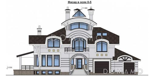 Проект современного дома из кирпича с сауной / Фасад 1