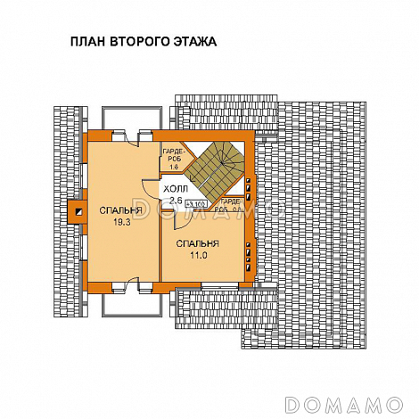Проект дачного дома из газобетона для небольшой семьи / План мансардного этажа
