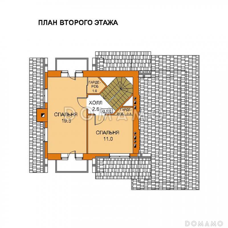 Проект дачного дома из газобетона для небольшой семьи / План мансардного этажа