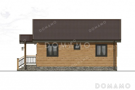 Проект одноэтажного дома с двумя спальнями и каркасными стенами / Фасад 3