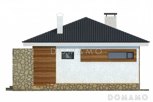 Проект белого одноэтажного дома с авангардным крыльцом / Фасад 3