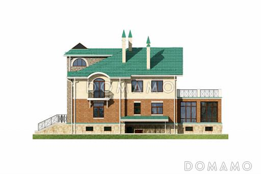 Проект четырехэтажного дома с необычной формой в плане, двусветной гостиной и бассейном / Фасад 2