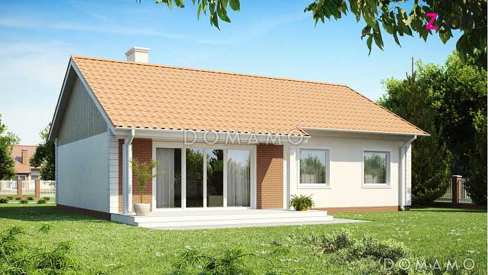 Проект классического одноэтажного дома из кирпича с отделённой спальной зоной