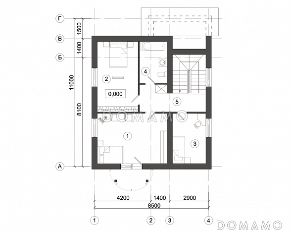 Проект компактного дома с полукруглым эркером / План мансардного этажа