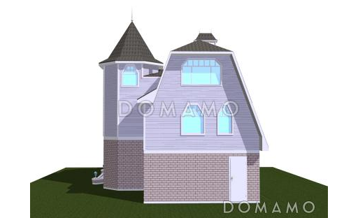 Проект большого коттеджа с башенкой, зимним садом и гаражом / Фасад 3
