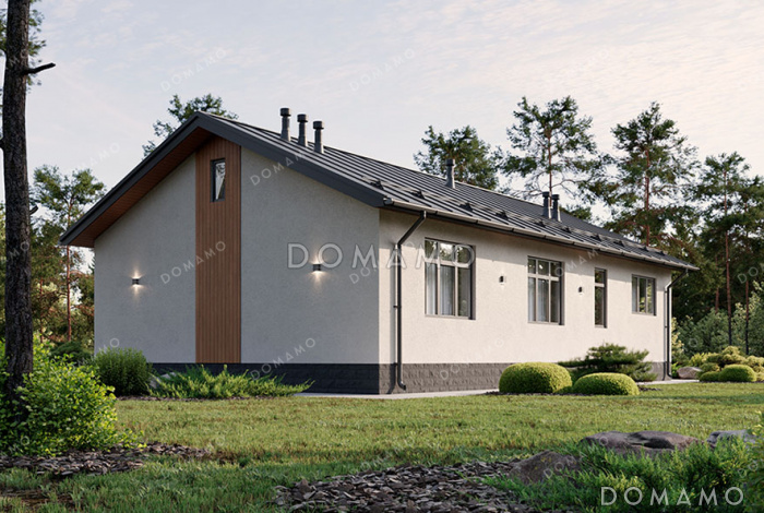 Проект одноэтажного дома с 4 спальнями и открытой террасой