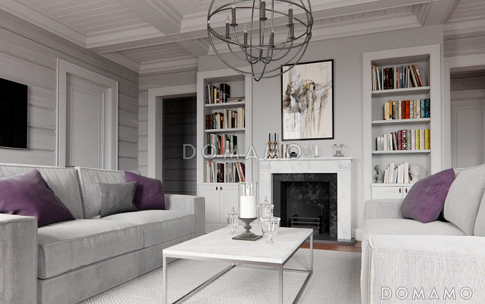 Проект изумительного белого цвета дома из клееного бруса