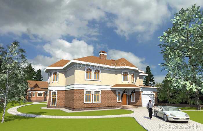 Проект двухэтажного загородного дома с мансардой