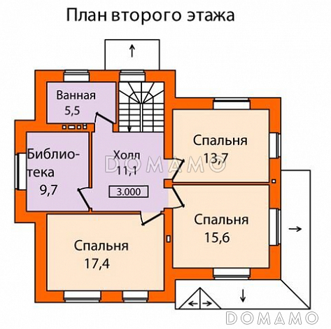 Проект кирпичного дома с необычной, яркой архитектурой / План мансардного этажа