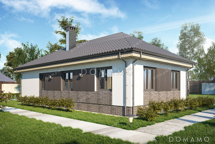 Проект одноэтажного дома с просторной гостиной, тремя спальнями и котельной