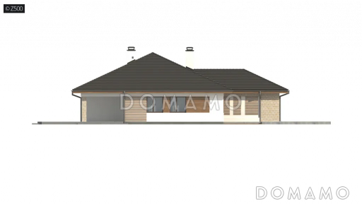 Проект одноэтажного дома из газобетона с гаражом на 2 автомобиля и подвалом / Фасад 1