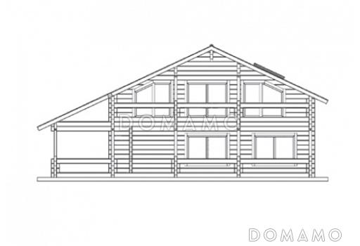 Проект коттеджа в скандинавском стиле из клееного бруса / Фасад 1