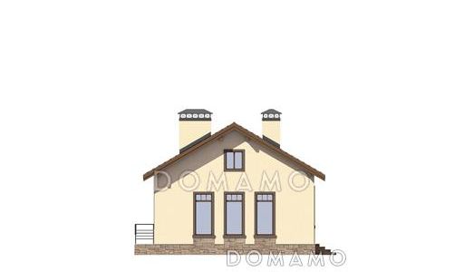 Проект дома с крыльцом со ступеньками, двумя спальнями, гостиной с кухней-столовой / Фасад 4