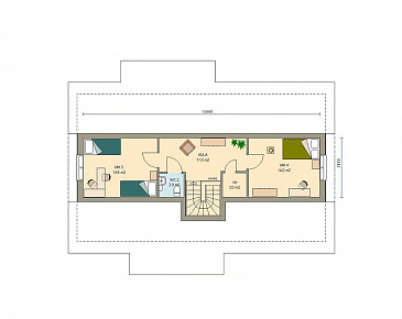 Проект двухэтажного каркасного дома / План мансардного этажа
