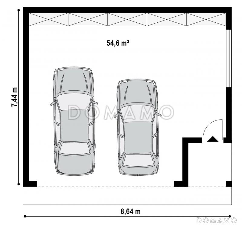 Проект просторного гаража из газобетона для двух автомобилей  / План 1 этажа