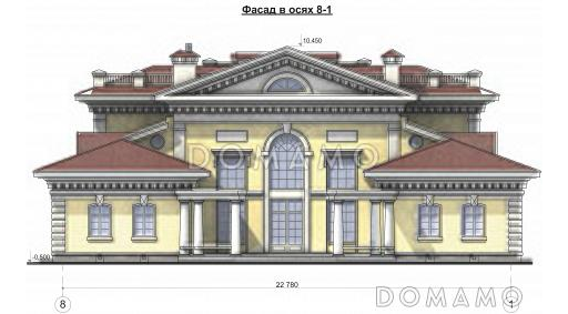 Проект парадного коттеджа с портиком / Фасад 2