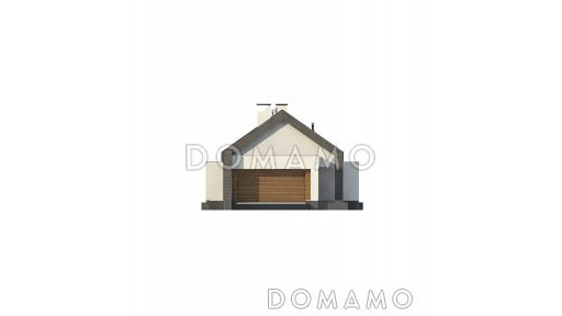 Проект современного одноэтажного дома из кирпича с тремя спальнями и пристроенным гаражом на два автомобиля / Фасад 1