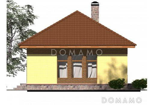 Одноэтажный дом из крупноформатного кирпича с двумя спальнями и большой кухней-гостиной / Фасад 1