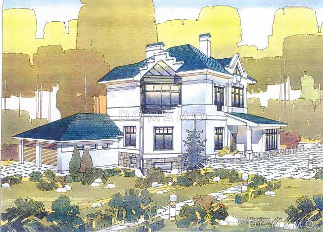 Проект коттеджа с необычным эркером