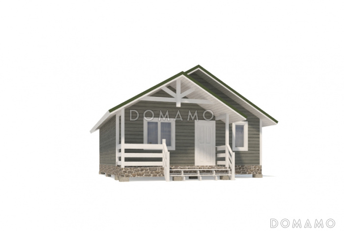 Проект дома из клееного бруса с двумя маленькими спальнями