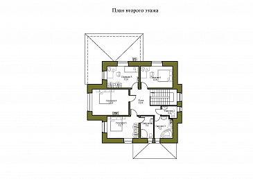 Проект двухэтажного дома из газобетона с двумя каминами на большой террасе и в гостиной / План 2 этажа