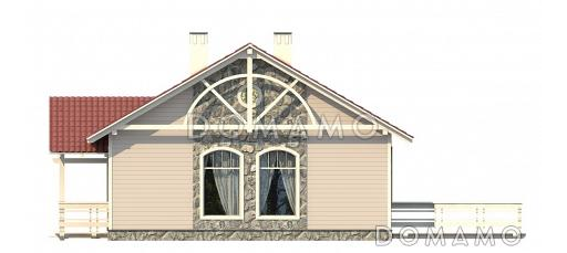 Проект одноэтажного усадебного дома с каминным залом и двумя спальнями / Фасад 2