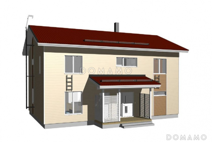 Проект каркасного дома со вторым светом над гостиной