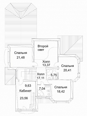 Проект дома из кирпича с сауной и пристроенным бассейном / План 2 этажа