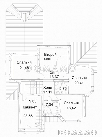 Проект дома из кирпича с сауной и пристроенным бассейном / План 2 этажа